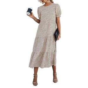New PRETTYGARDEN Summer Dresses for Women Casual Floral Boho Midi Sun Dress S